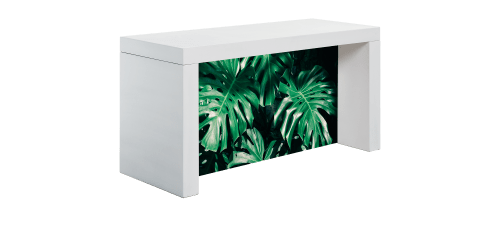 Eland® Table-U 180 Demi Haute Buffet Blanche avec Print