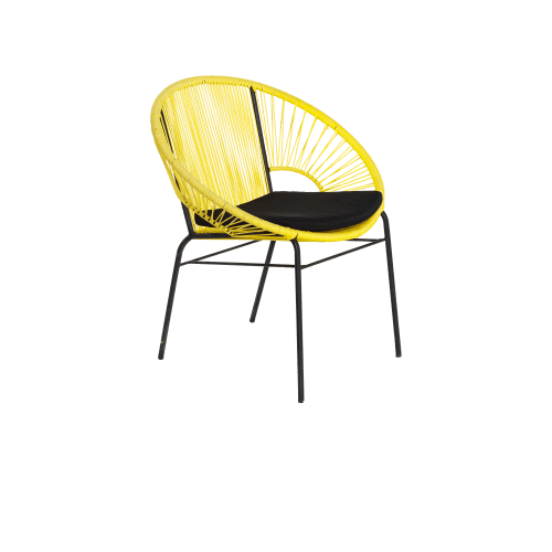 Spaghetti Single Yellow with Black Cushion