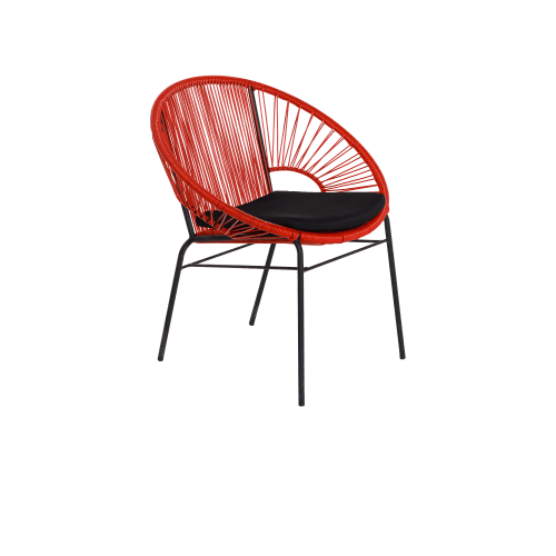 Spaghetti Single Red with Black Cushion