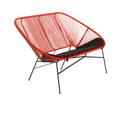 Spaghetti Double red with Black Cushion